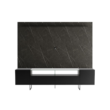 Manhattan Comfort Celine 85.43 TV Stand and Floating TV Panel, Black Marble 2-223252255252